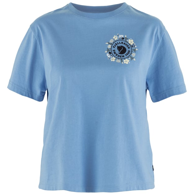 Trail and Travel Fjällblomster Logo T-shirt W for Outdoor Layering Hiking Travel and Everyday Wear