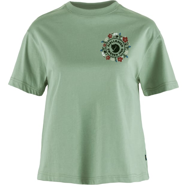 Trail and Travel Fjällblomster Logo T-shirt W for Outdoor Layering Hiking Travel and Everyday Wear